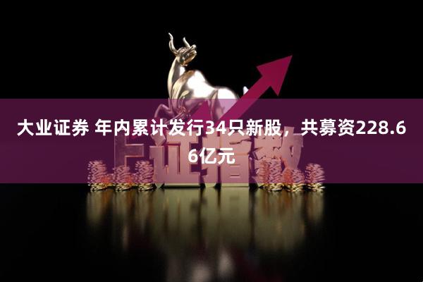 大业证券 年内累计发行34只新股，共募资228.66亿元